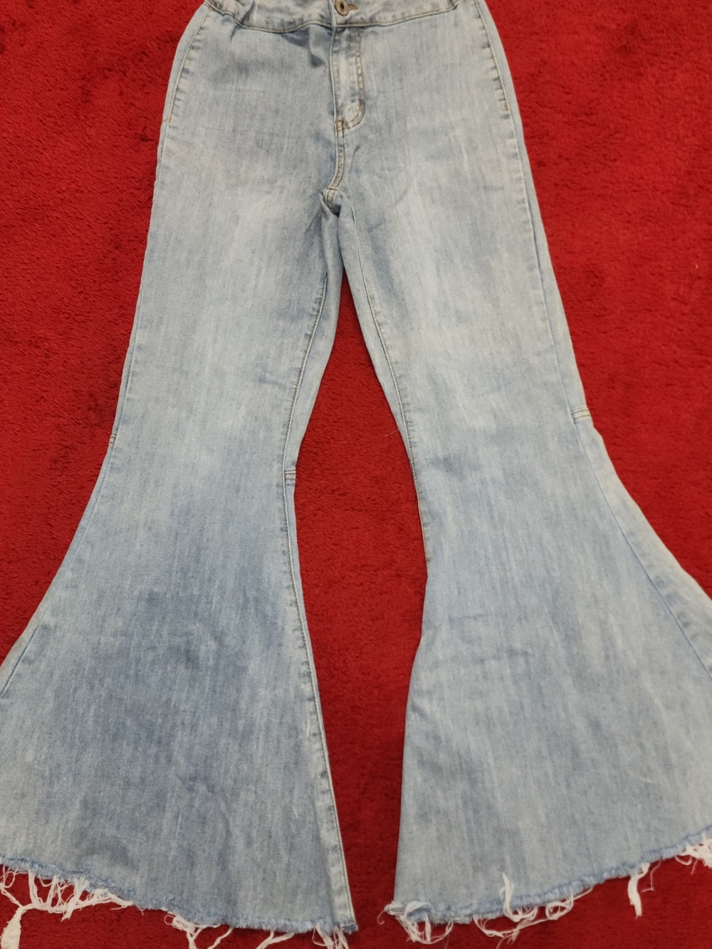 Rue21 Light Blue Flare Wide-Leg Jeans with Frayed Hem